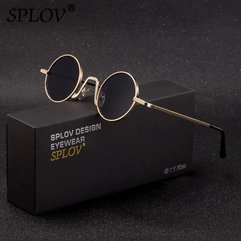 SPLOV Vintage Rap Sunglasses Men Women Steam Punk Style HipHop Small Round Metal Frame Eyewear Retro Gafas De Sol With Case 260206