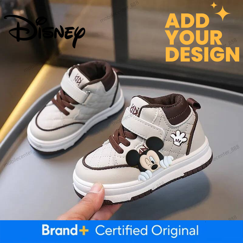 Mickey Mouse Leather Face Kid Board Shoes Baby Fashion Spring Autumn Disney Girl Casual Shoes Non-Slip Soft-Soled Toddler Shoes