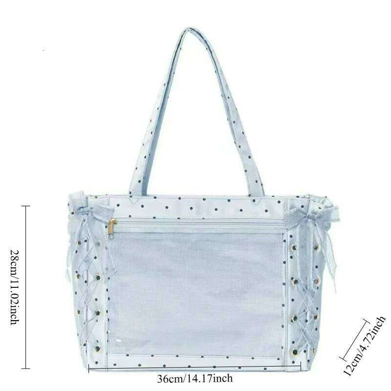 Top Handle Women Dot Satin Ribbon Shoulder Large Capacity Commuter Student Comfortable and Versatile Texture Ita Bag Z260207 - view 5
