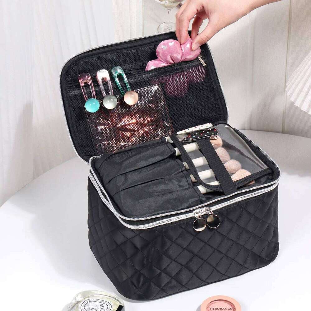 PU Waterproof Travel Makeup Handheld Cosmetic Organizer Bag Premium Portable Large Capacity Washbag Y260206