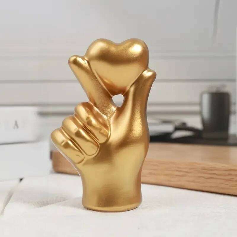 1pcs Modern Minimalist Hand Gesture Resin Figurine Living Room Home Decor Valentine's Day Ambience Ornament Festive Gift S260204
