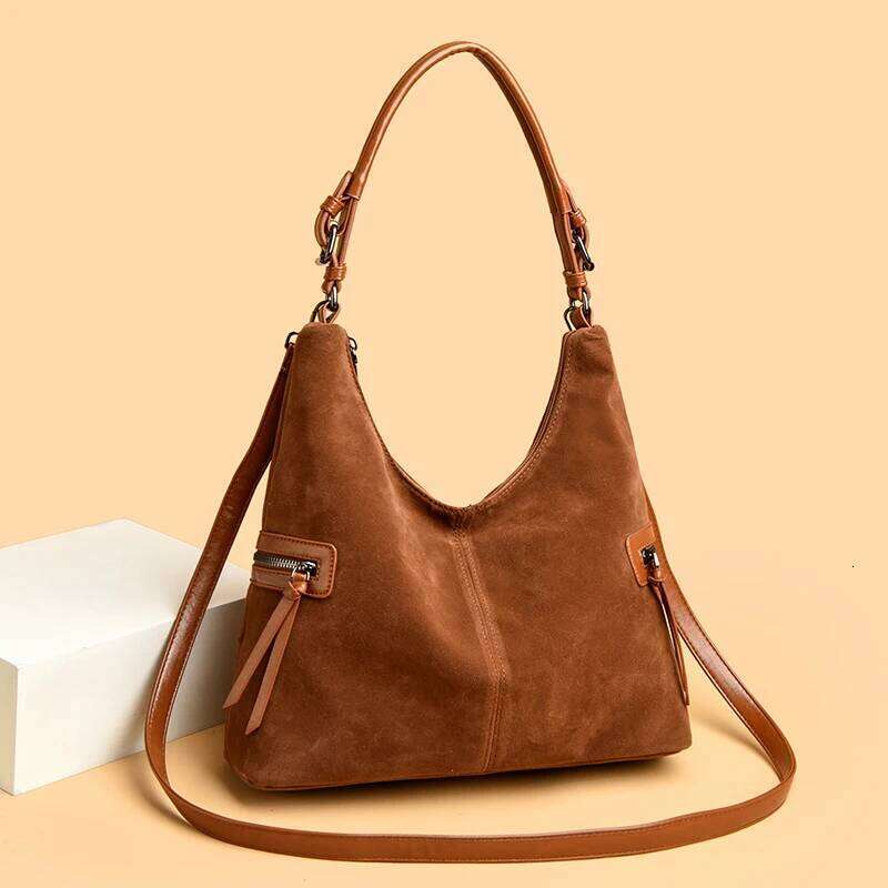 Retro Suede Tote Women Bags Casual Shopping Commute Handbags Ladies Large Capacity Solid Color Shoulder Bag 2026 Y260204