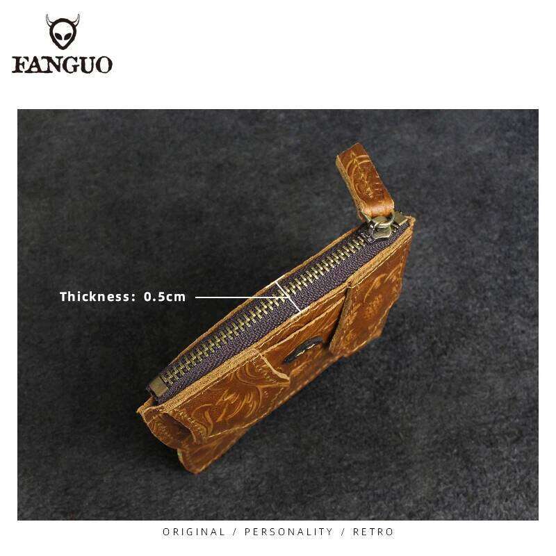 Handmade Genuine Leather Coin Purse Small Mini Slot Pocket Money Bag Cute Cat Portable Organizer Key Card Wallet Y260206