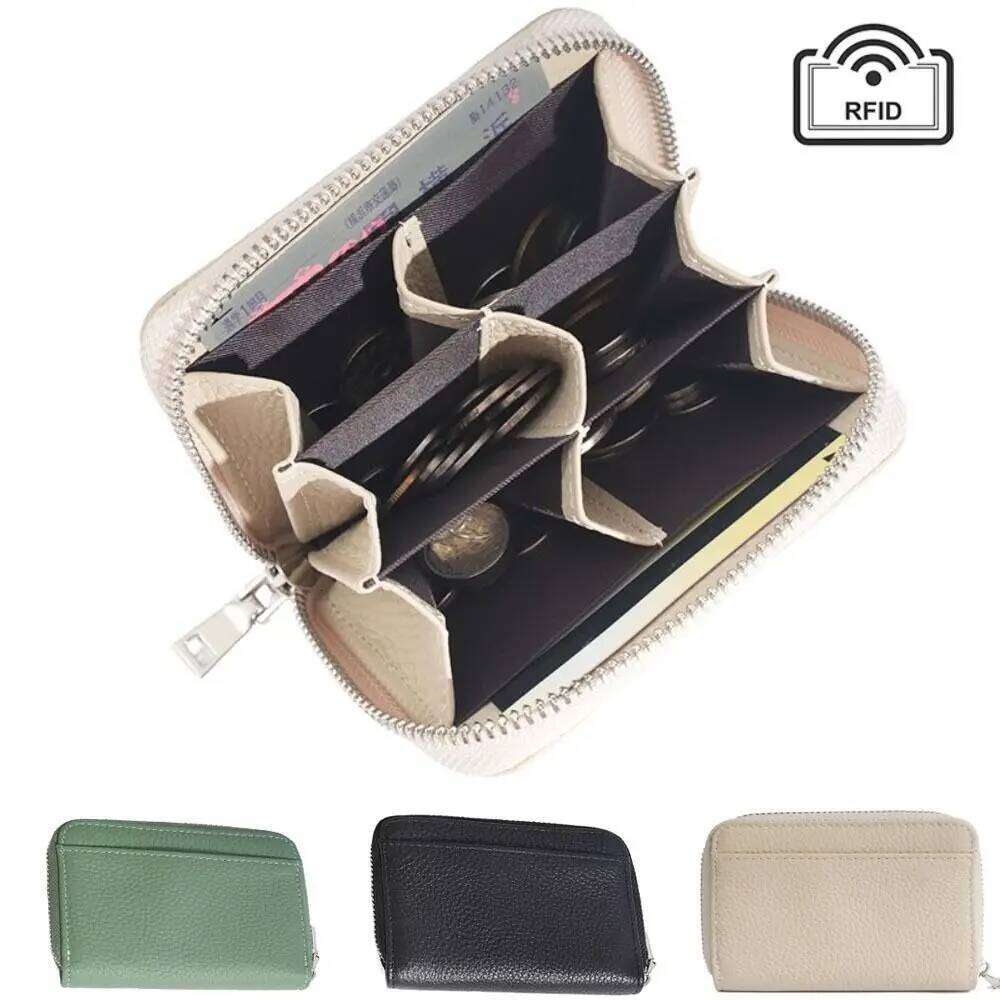 RFID Blocking Women's Bag Zipper Pocket Luxury Credit Card Holders Large Capacity Soild Color Woman Short Wallet Gift Y260206