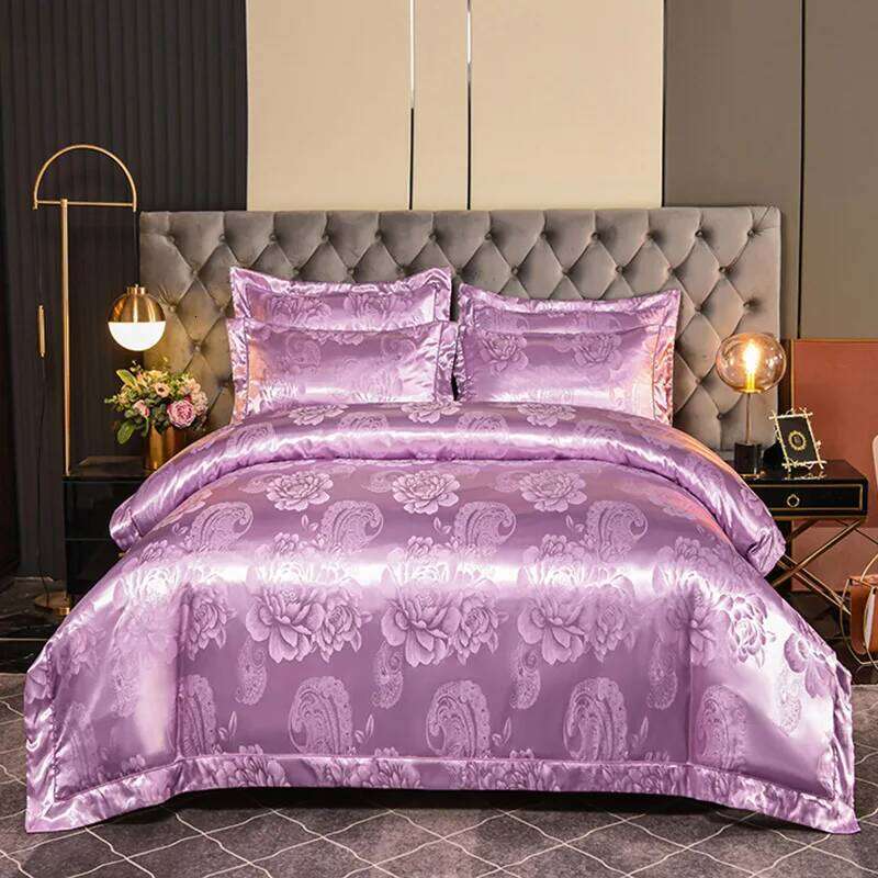 2025 new high-end satin set household bedding one-word embroidery jacquard four-piece series XJ260206