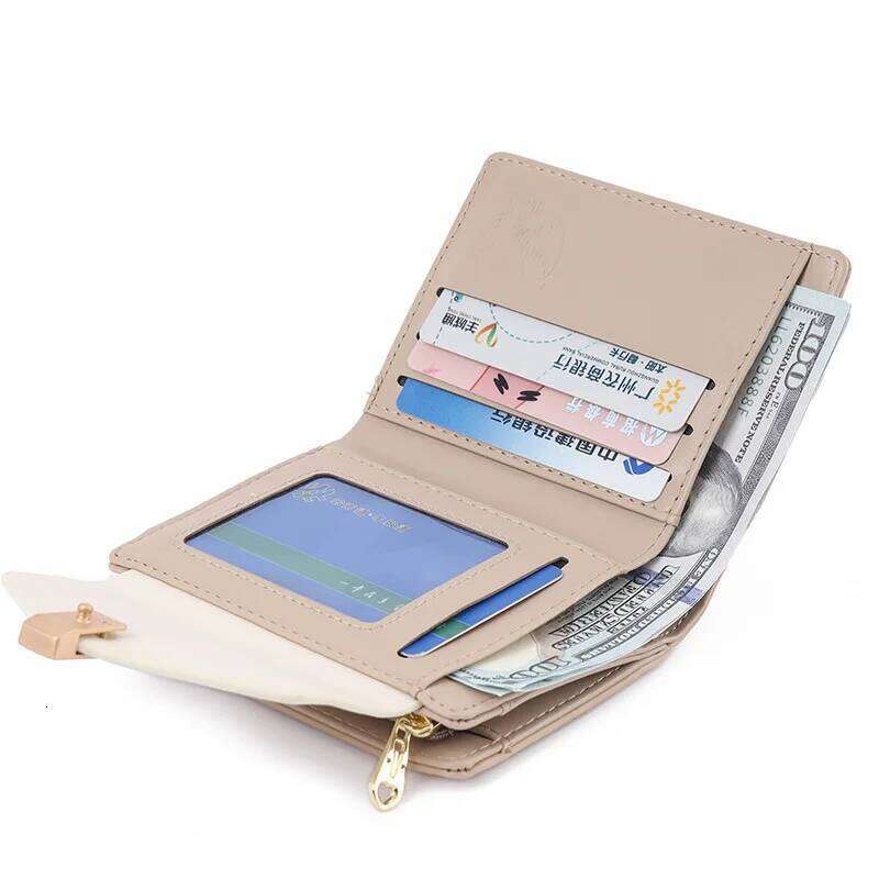 New women's short wallet Korean style PU flower buckle folding clutch multi-functional fashion all-match student zipper Coin Coi Y260206