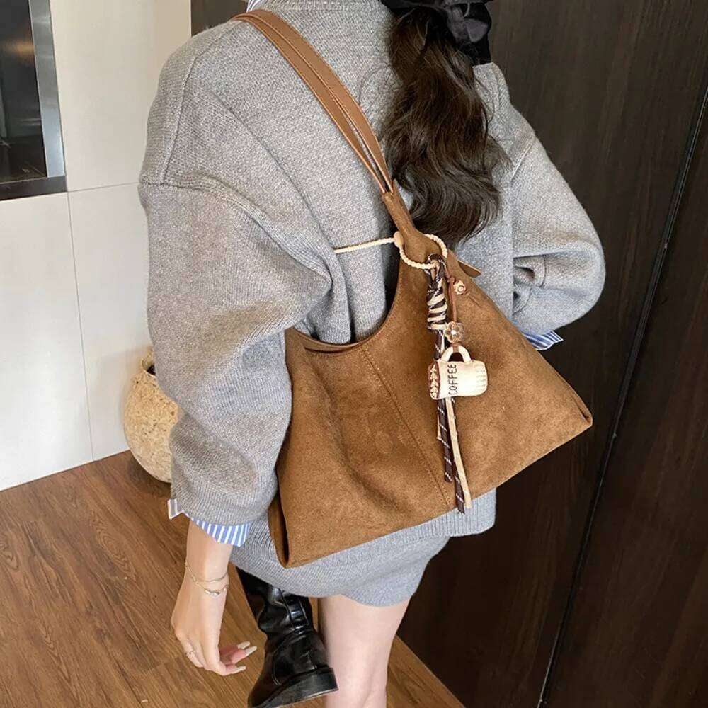 Faionable Large Capaci Suede Oulder Women's Retro Autumn Winter New Sle Tote Bag Single Strap Handbag for You 2025 Y260205
