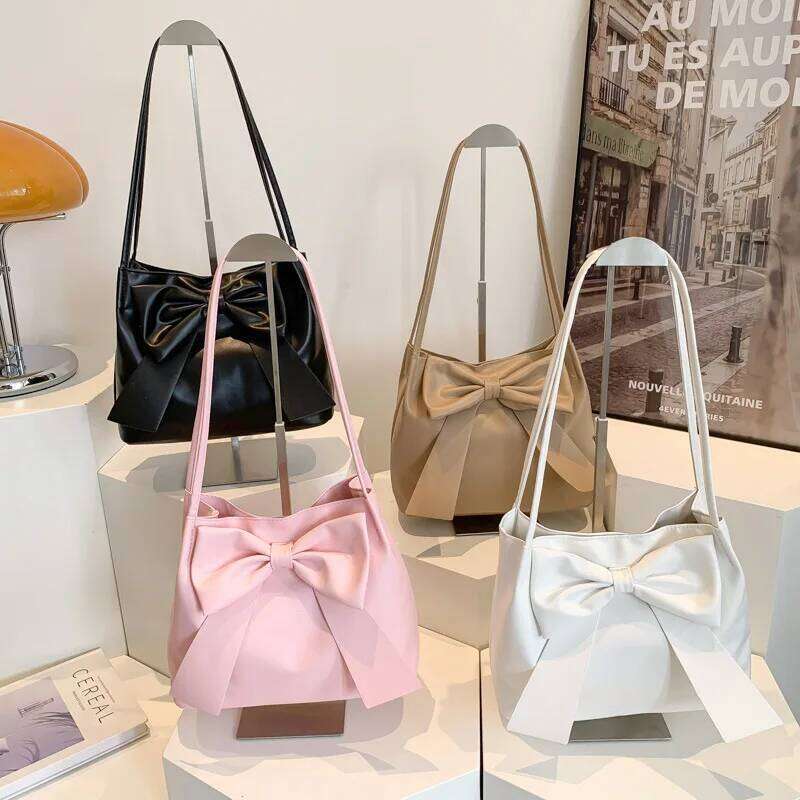 Large-capacity Bowknot Tote Underarm Bag for Women Black Fashionable Hong Kong Style, Foreign and Stylish, All-match Shoulder B Z260207 - view 4