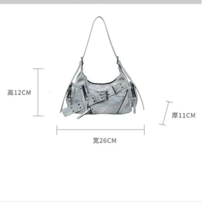 New Hot Girl Motorcycle Large Capacity Crossbody Tote High Quality Retro Y2K Women's Shoulder Underarm Bag Z260207 - view 7