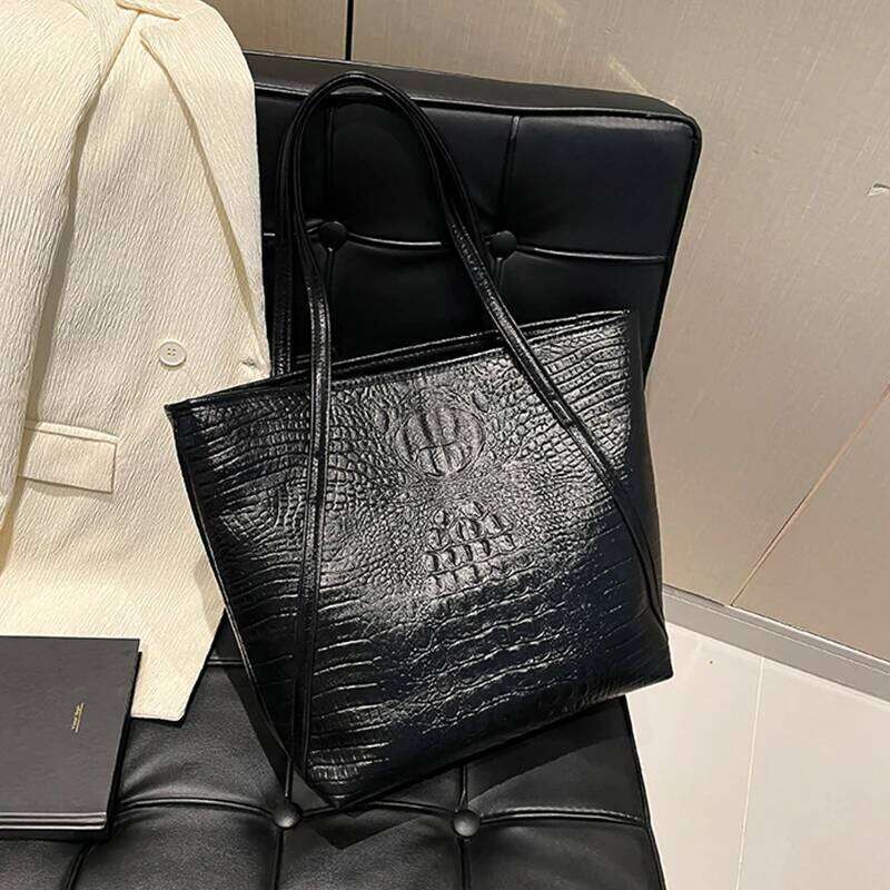 Simple And Versatile Crocodile Print Tote Bag, Large CapacityFashion Hand Bill Shoulder Women's Bag Y260204