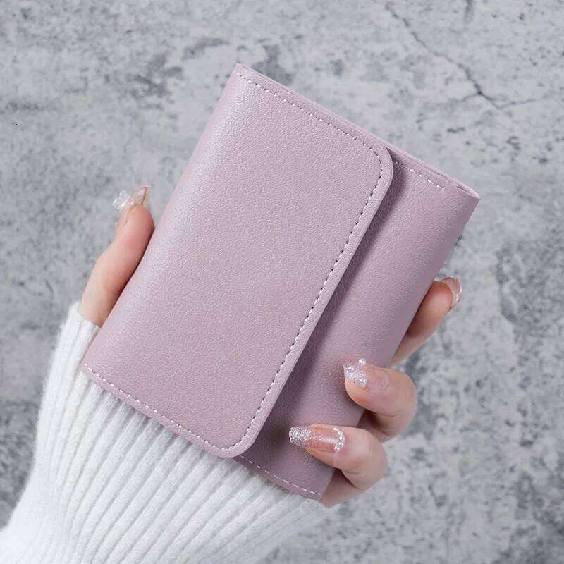 Trendy Short Women's Student Ticket Clip Multi Functional Card Bag Change Triple Fold Ultra Thin Smooth Surface Wallet Y260206