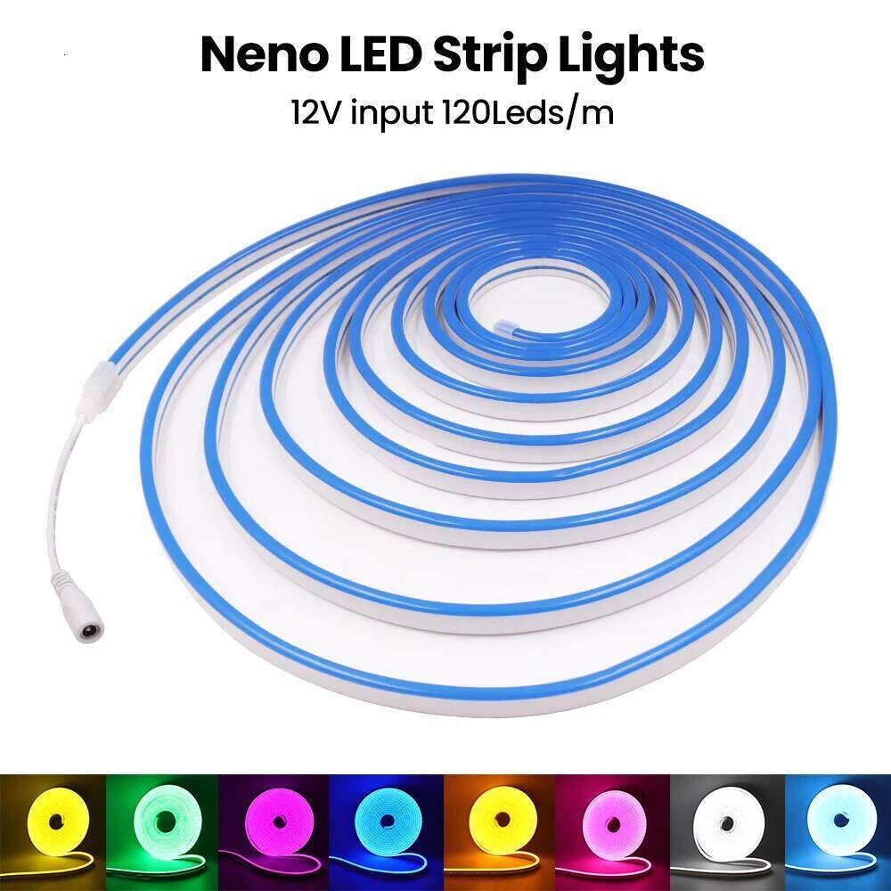 DC 12V Neon Waterproof 2835 120Leds/M Home Garden Decor White/Blue/Pink/Yellow/Red/Green Flexible Ribbion Rope LED Strip Z260206