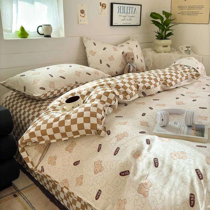 Cartoon 3/4PC Microfiber Bedding Set Queen Size Duvet Kids Single Soft Ins-style Bed Sheets for Winter Cover XJ260206