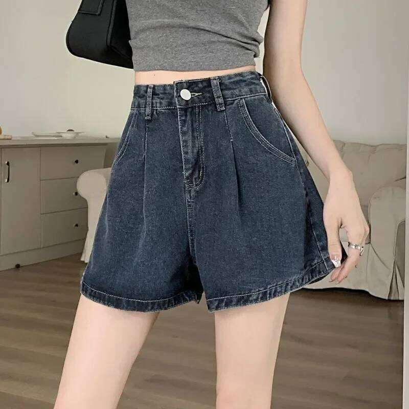 Lucyever Wide Leg Jeans Women Summer High Waist Loose Vintage Blue Denim Shorts Woman Korean Wild A-Line Short Pants XJ260206