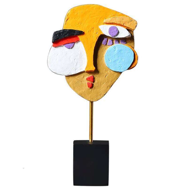 Nordic creative abstract painted face masks, home table art exhibition hall decorations, resin handicrafts and ornaments S260204