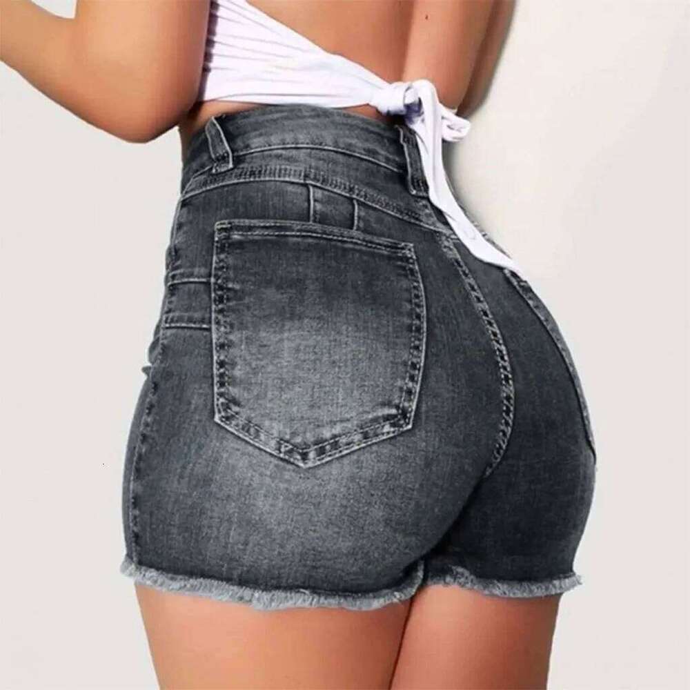 2025 New Summer Womens Short Length Broken Denim Ripped Jeans High Waisted Hotpant Shorts XJ260206