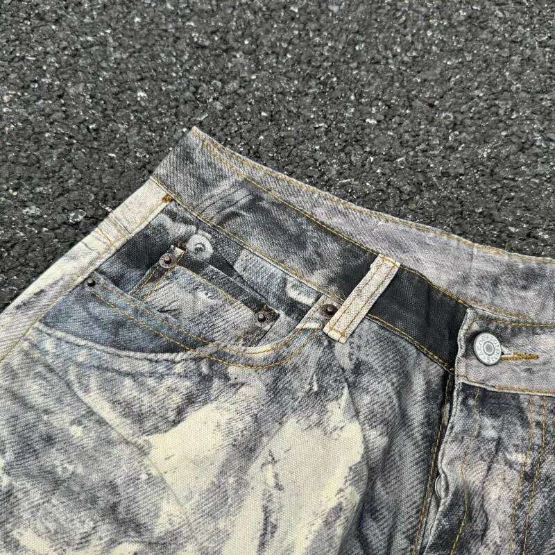 American Hip-hop Harajuku Retro Oversized Washed Jeans Women Y2K Casual Trendy Rock Streetwear Loose Straight Wide-leg Pants Men X260207 - view 6