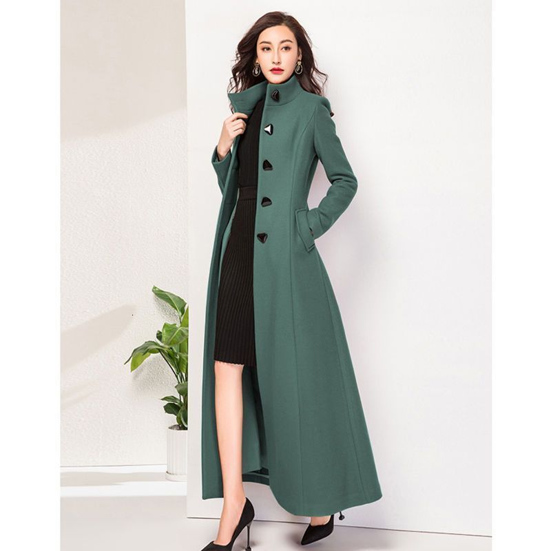 autumn and winter slimfit standcollar woolen coat for women long style slimming thickened elegant woolen overcoat 241104