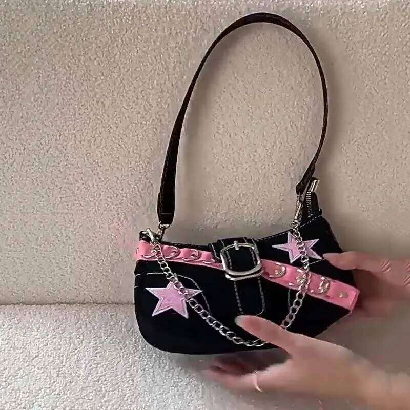 Vintage Korean Casual Cute Silver Y2k Star Shoulder Underarm Tote Bag Ladies Sling Bags PU Leather Women Purses Handbags New Y260205