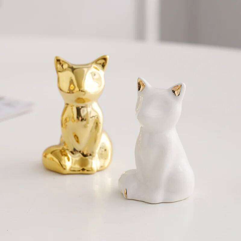 Home Decor 1 Pair, Small Decorative Accents for Shelves, Livingroom Bedroom, Gold and White home decoration accessories S260204