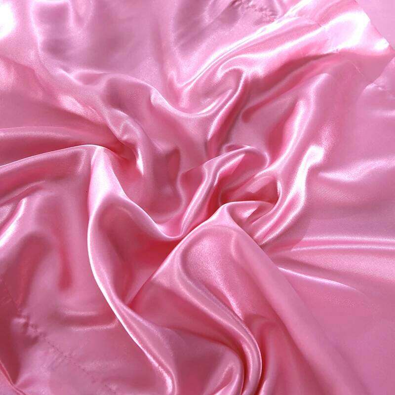 3-Pieces Silky Satin Duvet Cover Set Queen Size Soft Smooth Durable Comforter Covers Pink Solid Color Luxury Bedding with Zipper XJ260206