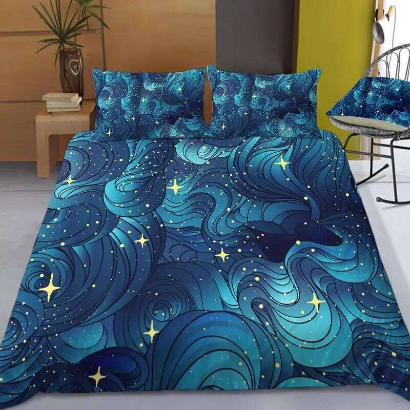 Stars Bedding Night Sky Kids Girls Boys Duvet Set Dark Blue Home Textiles Galaxy Bedclothes Men Women Soft Quilt Cover XJ260206