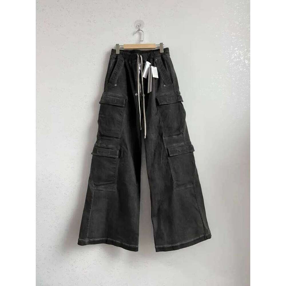 Men's Cargo Pants Wide-leg Washed Grey Jeans RO Style Y2k Fashion Slacks Loose Athleisure X260207