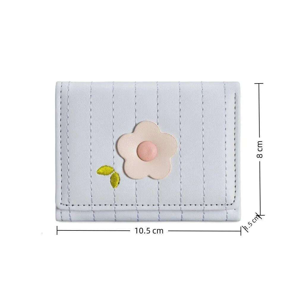 Korean Style PU Leather Short Wallet Flower Fresh Candy Color Coin Purse Card Bag Ladies Y260206