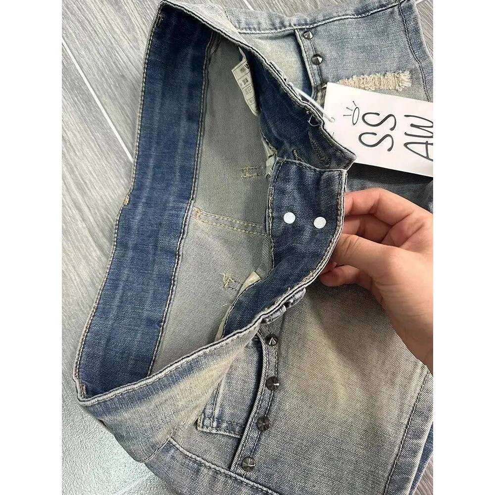 American Vintage Denim Women Summer Punk Low Waist Slim Y2K Rock Streetwear Sexy All Match Female Shorts Jeans New XJ260206