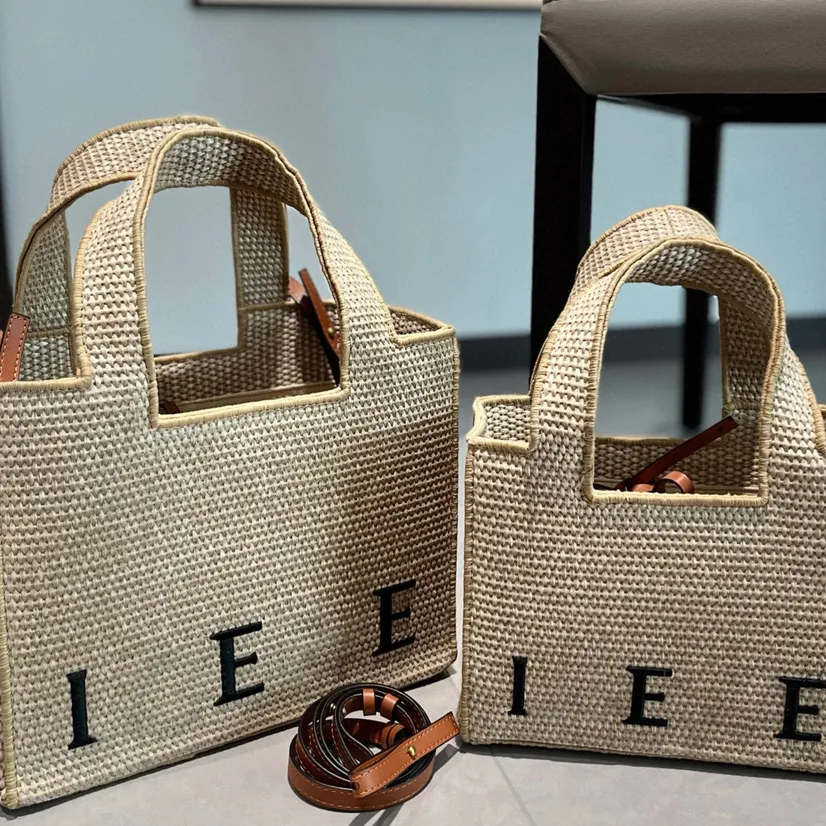 Tote bag beach Designer womens handbag luxury embroidered shopping grass woven vegetable basket French style shoulder crossbody