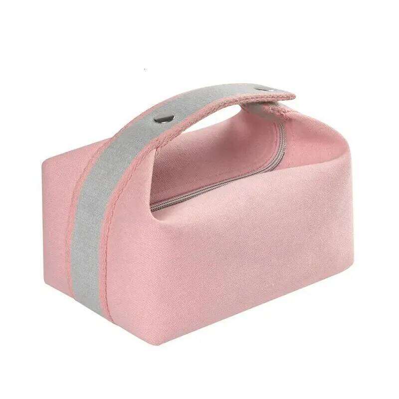Simple and portable hand-held canvas personalized unisex makeup large capacity waterproof storage bag, toiletry bag. Y260206