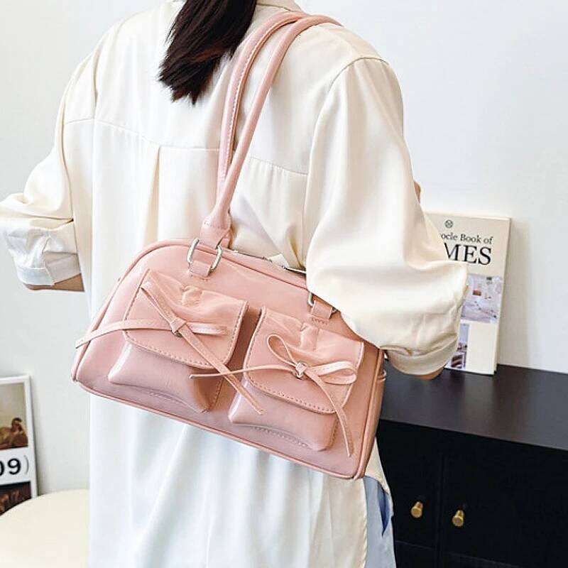New Ballet Style Shoulder Spring Bow Underarm Bag Versatile Women's Bowling Simple Tote Bags for Women Daily Commute Y260205