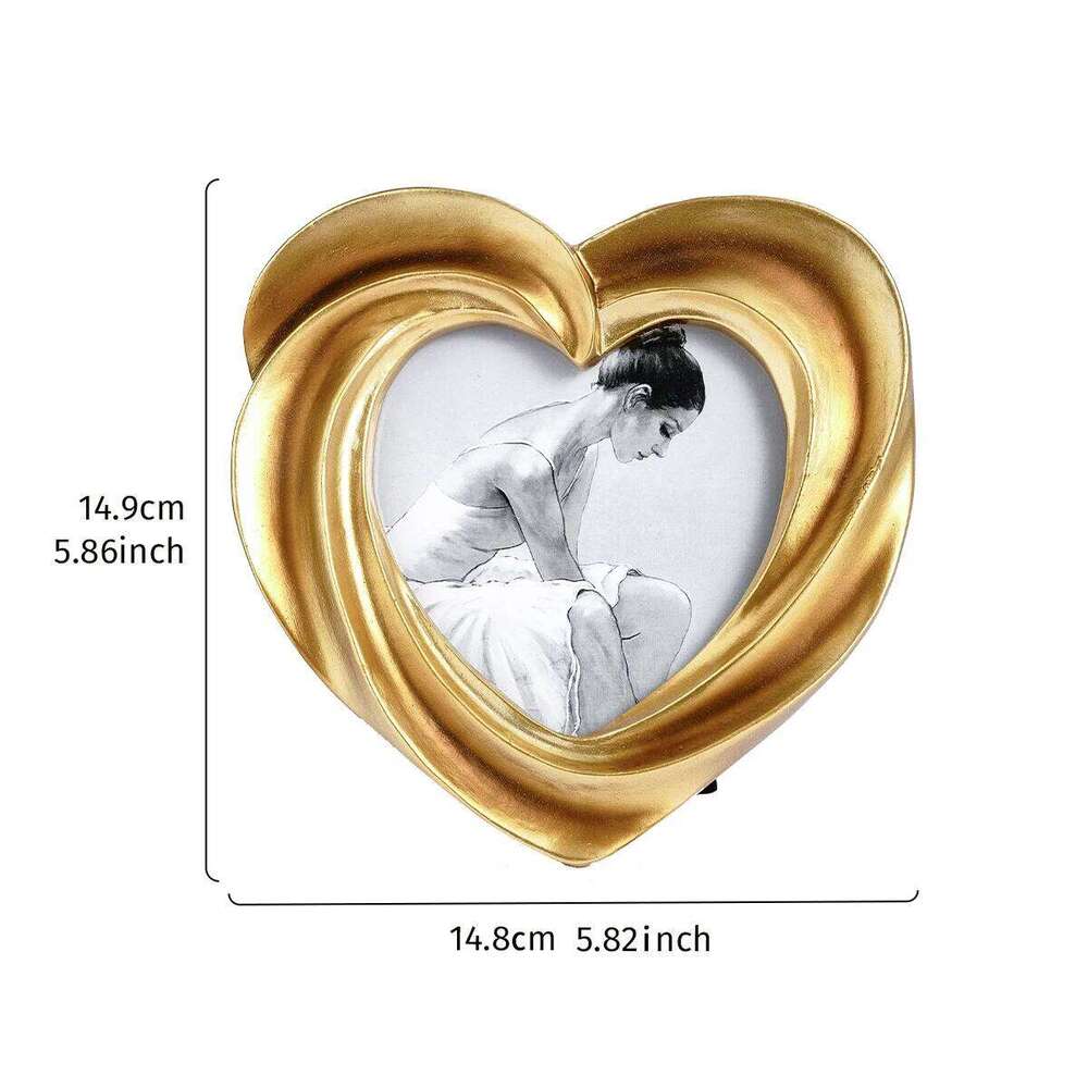 1PC, European golden cream heart-shaped three-dimensional pattern decorative frame, suitable for family photo display S260205