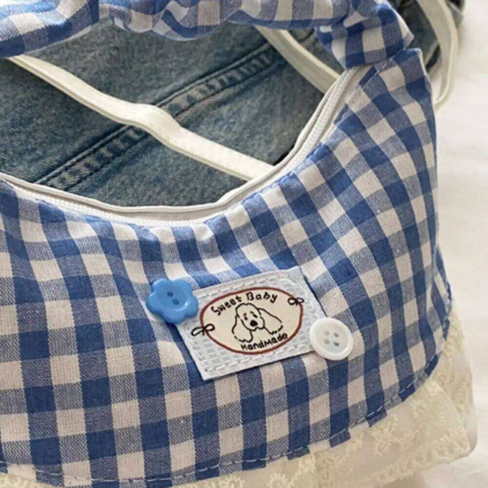 Bow lace Plaid Dumpling rid French Underarm pouch Tote bag Small Versatile Cute Sweet Canvas Shoulder Bag Z260207 - view 6