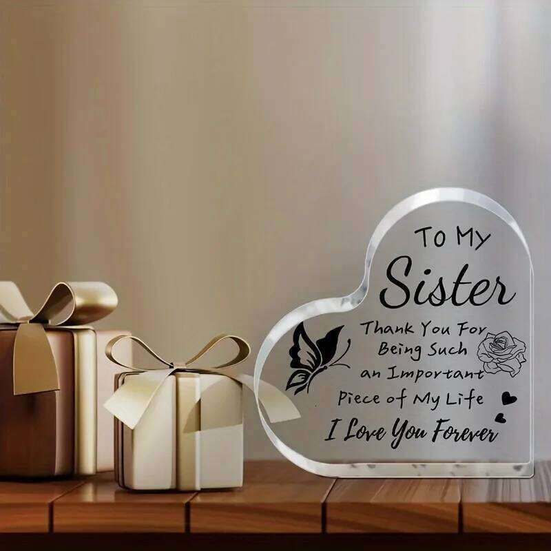 Charming Acrylic Heart-Shaped Sister Ornament - Perfect Gift For Birthdays, Christmas & Valentine'S Day No Power Needed | S260204