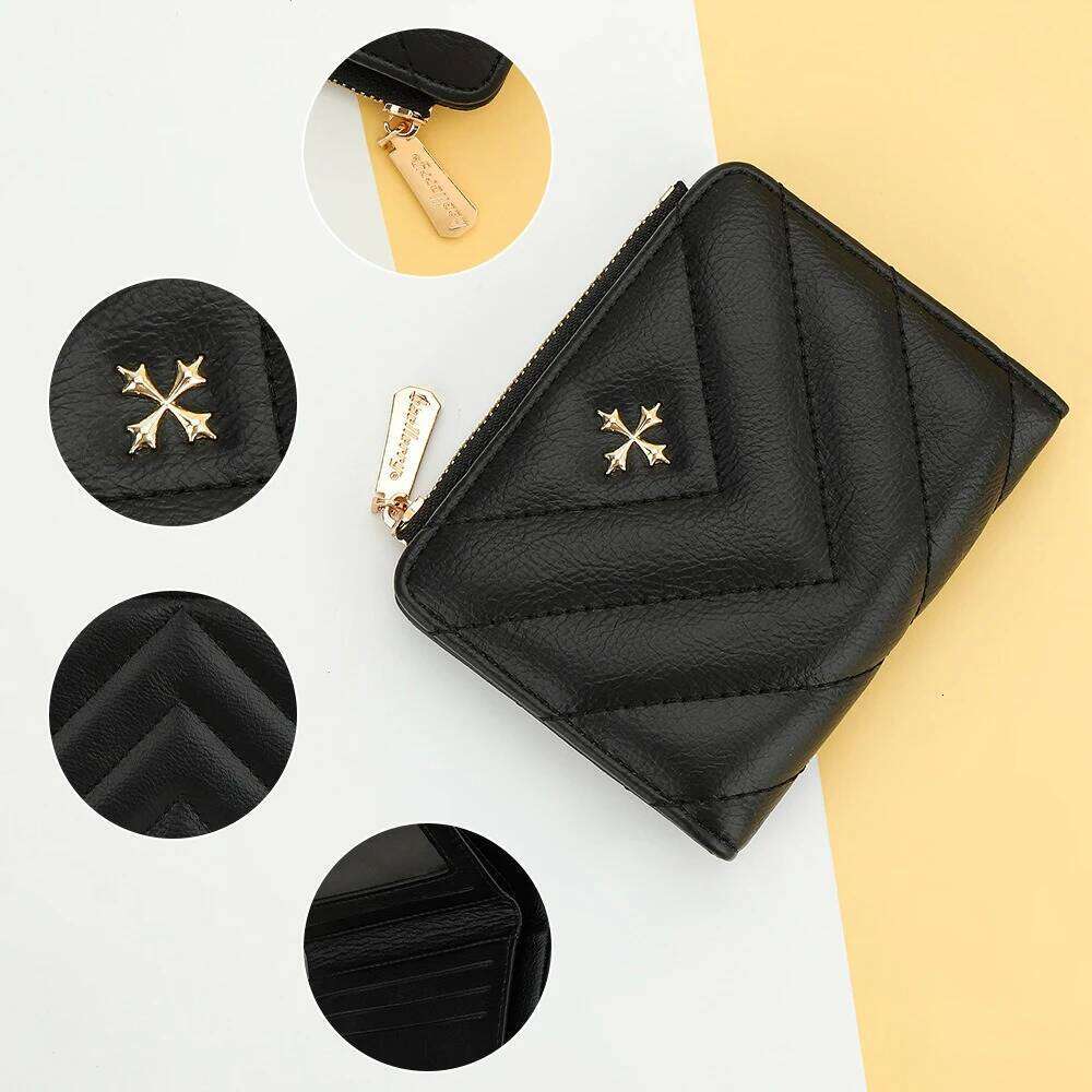 Short Wallet for Women Baellerry Minimalist Korean Card Case with Zipper & Stitching Detail Multi Slot RFID Blocking Small Purse Y260206