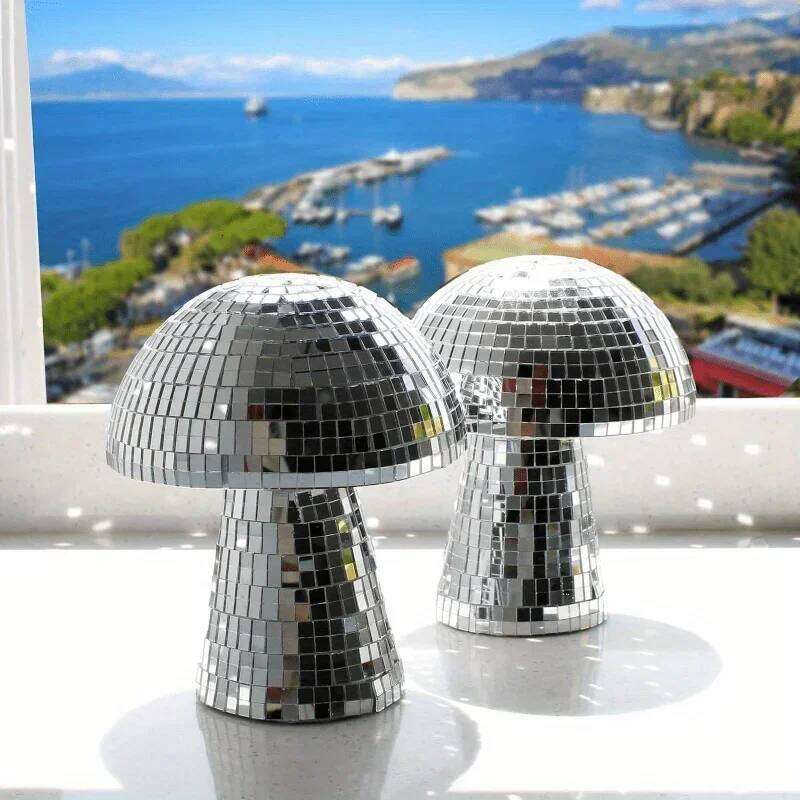 1 Pcs Disco Ball Mirror Reflective Mushroom Bouncing Di Ornament Bar Decoration S260204