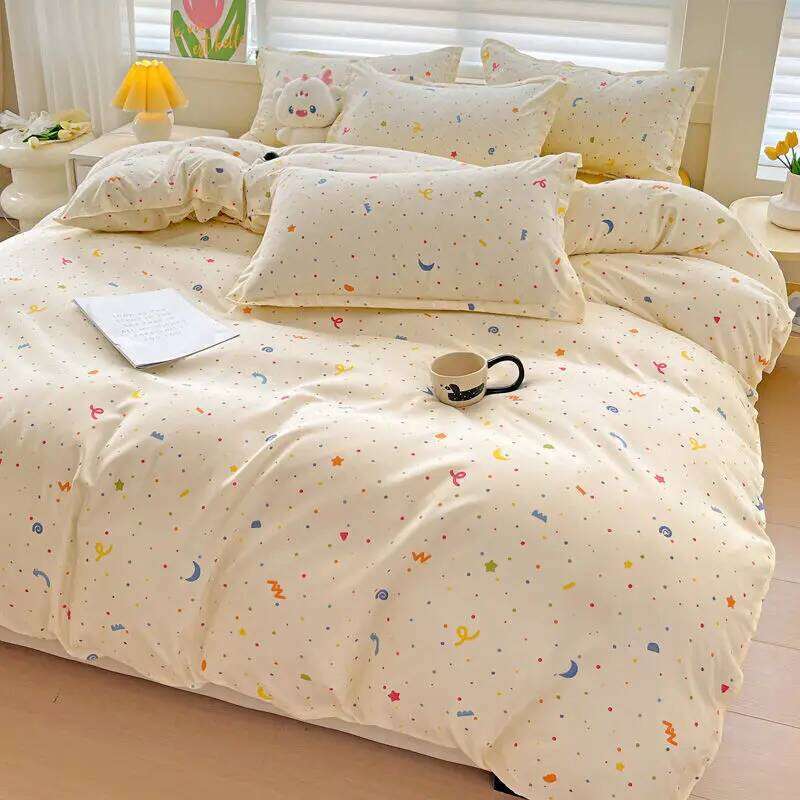 Summer Bedding Set 2024 Ins Twin Queen Duvet Cover Flat Sheet Pillowcase No Filler Girl Boys Hotel Home Bed Linens XJ260206