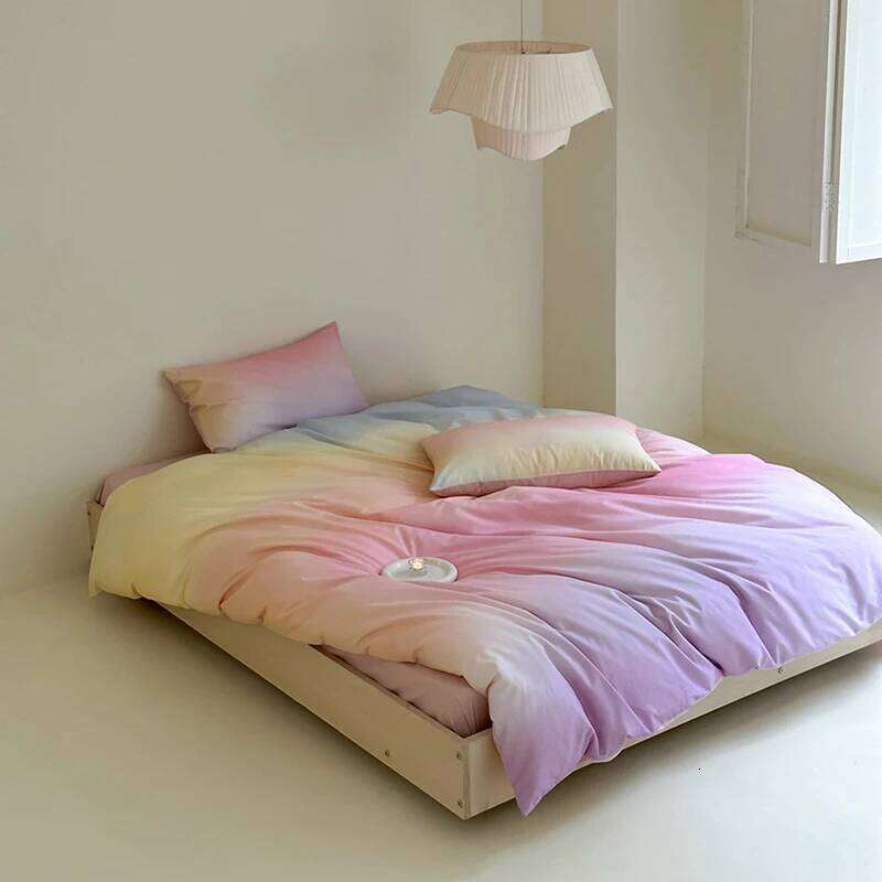Luxury Bedding Gradient Color Duvet Cover Pure Cotton Soft Bed Sheet Pillowcases Twin Full Queen Size Bedclothes Set 4 Piece XJ260206
