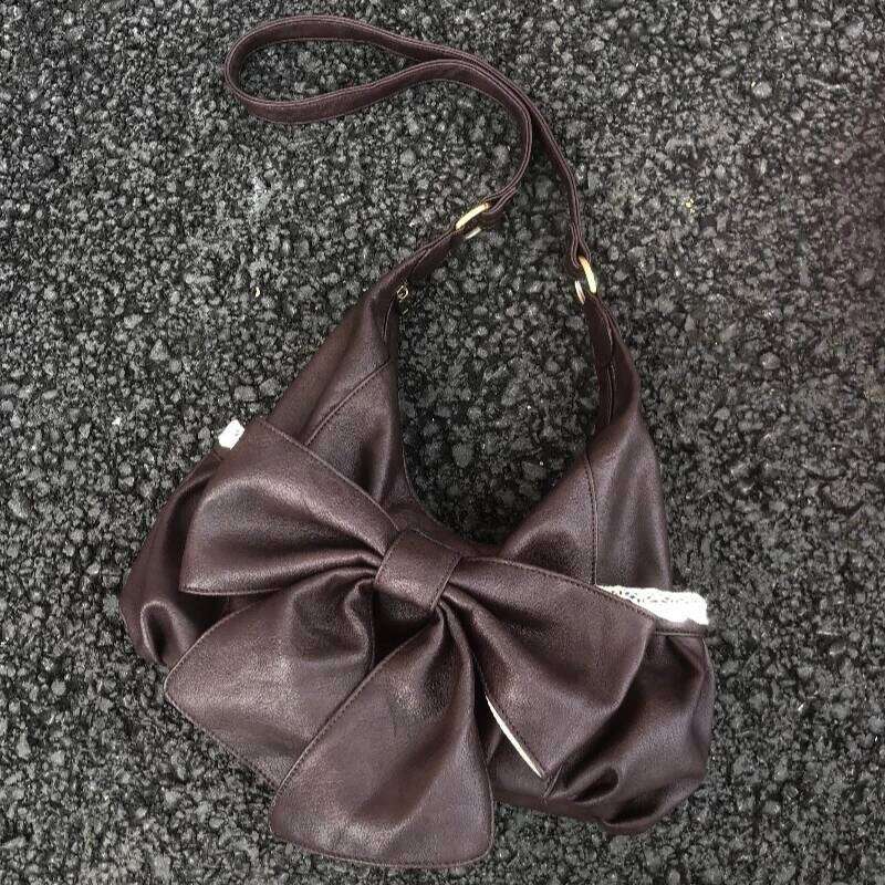 Vintage Casual Fashion Chic Bow Shoulder Bag Women Sweet Y2k Aesthetic Pleated Handbags Korean Ins Patchwork Lace Crossbody Bags Y260205