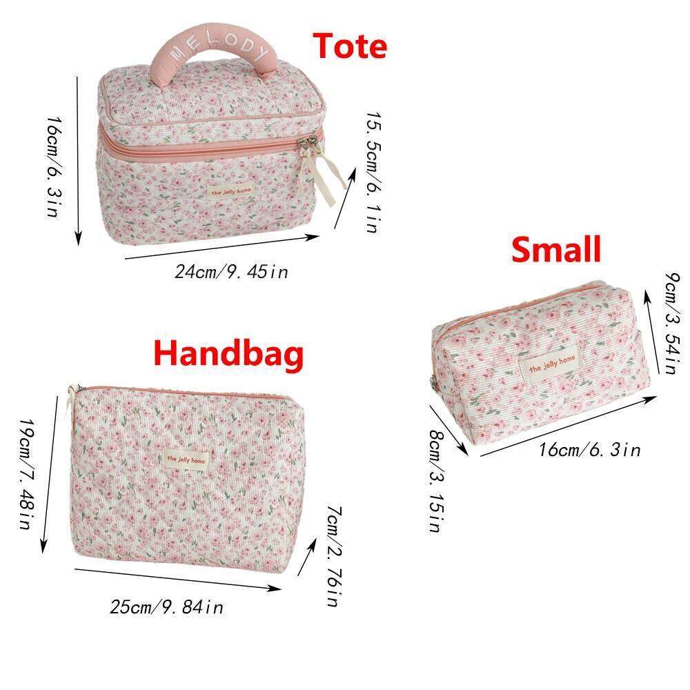 Vintage Pink Floral Women's Cosmetic Large Capacity Toiletry Makeup Storage Pouch Handbag Ladies Zipper Quilted Clutch Bag Y260206