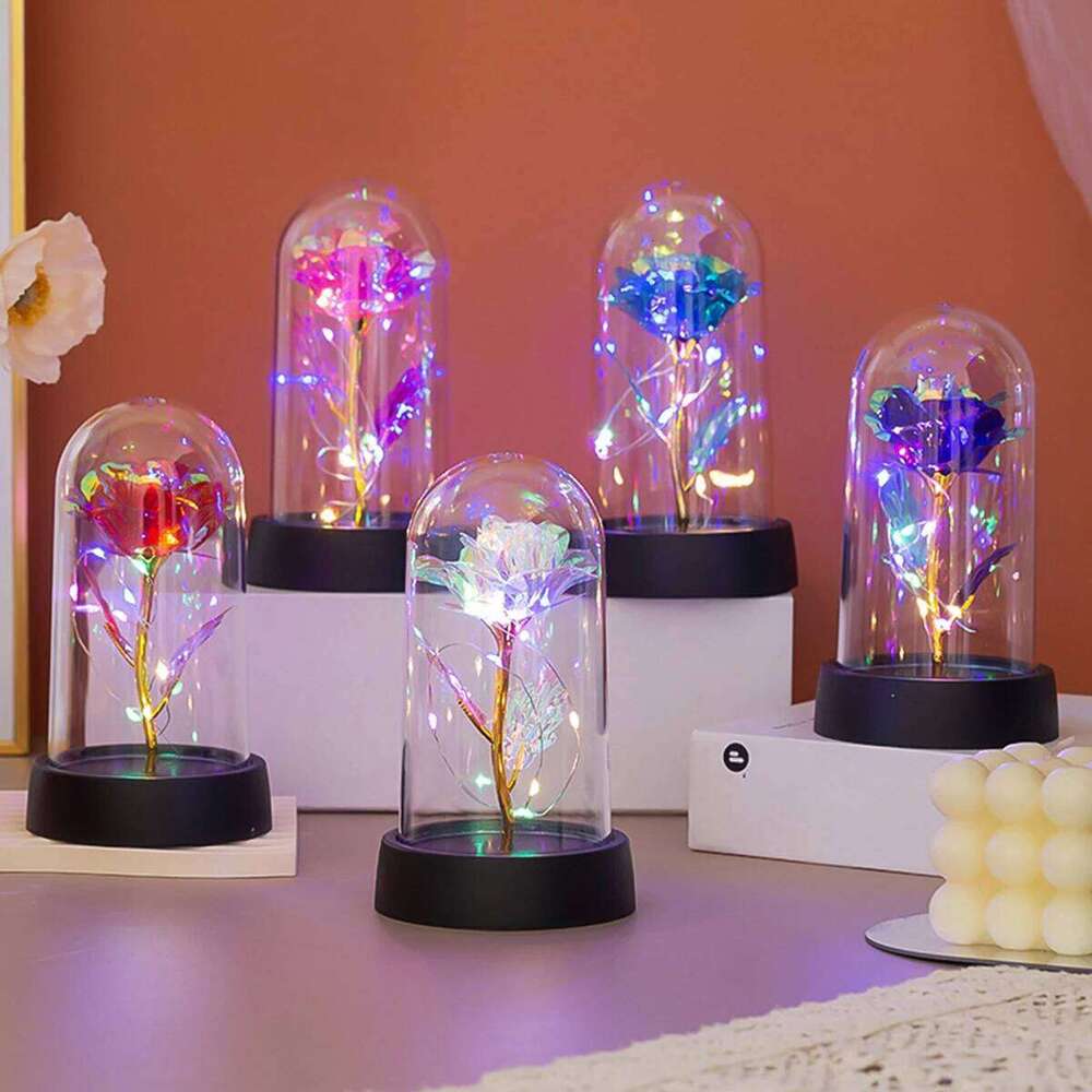 Beautiful Realistic Looking Night Light Eternal Party Supplies LED Simulation Rose Flower Valentine's Day S260204