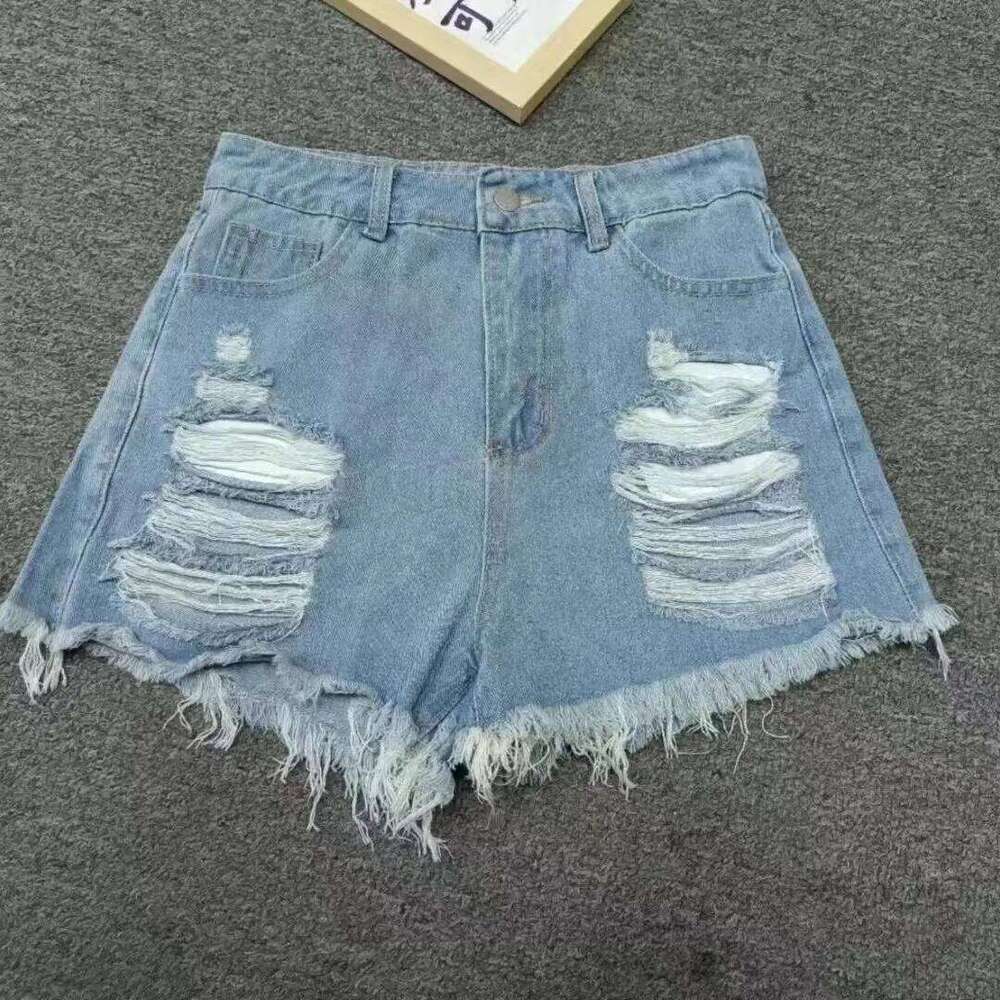 Hairy Edge Ripped A-line Look Slim, High Waist, Small and Spicy Girl Summer Hot Pants Denim BM Shorts XJ260206