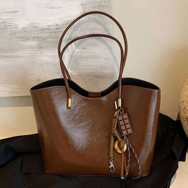 Autumn New Tote Large Capacity Single Shoulder Retro PU Leather Hobo bags Designer Fashion Handbags Elegant Women's bag Y260204