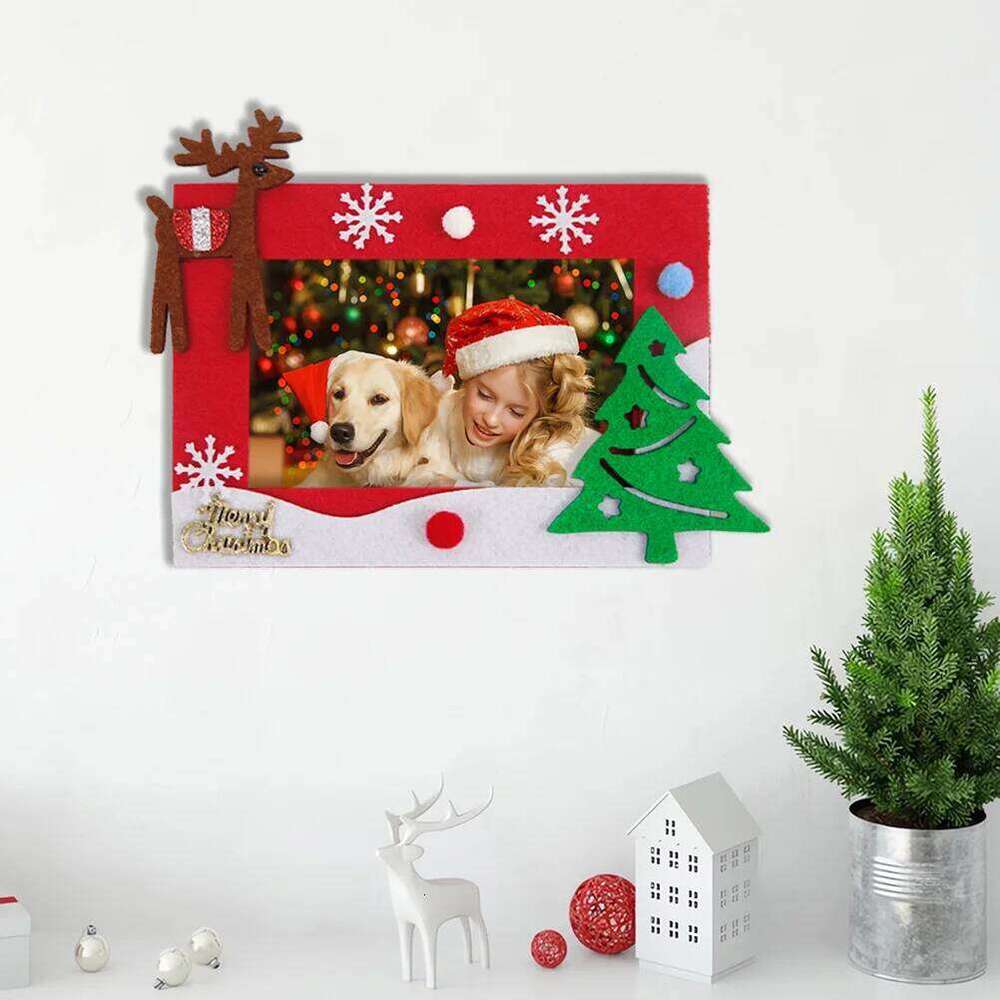 2pcs Christmas Photo Felt Xmas Picture Frame For Home Decor Diy Craft Projects Decorative Memory Ornament Display Wall Art S260205