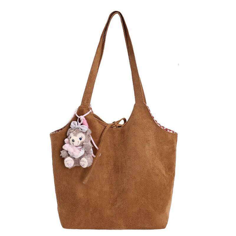 Korean Lazy Style Plaid Double-sided Back Matte Retro Commuter Women's Autumn and Winter Fashion Shoulder Tote Bag Y260204