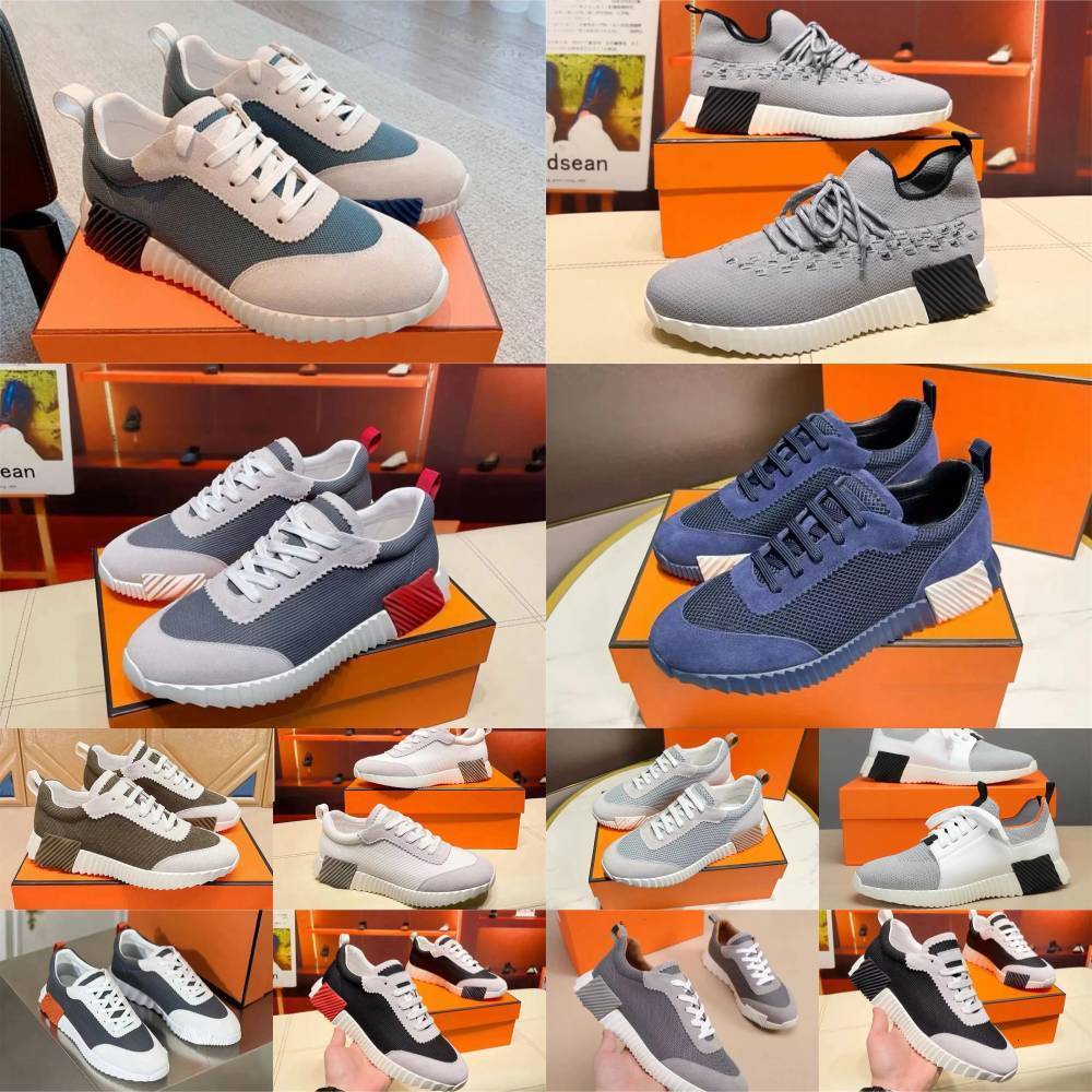 Designer Bouncing Luxury Casual Shoes Trainers Suede Orange Black White Blue Sneakers Breathable Mesh Brand Men Bounce Women Non-Slip Rubber Sole Train Running Shoe