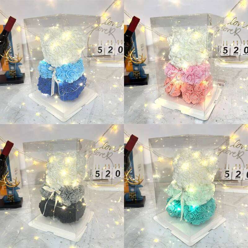 Eternal Rose Bear Artificial Flower Valentine's Romantic Box Girlfriend Mother's Day Creative Anniversary Wedding Gift S260204