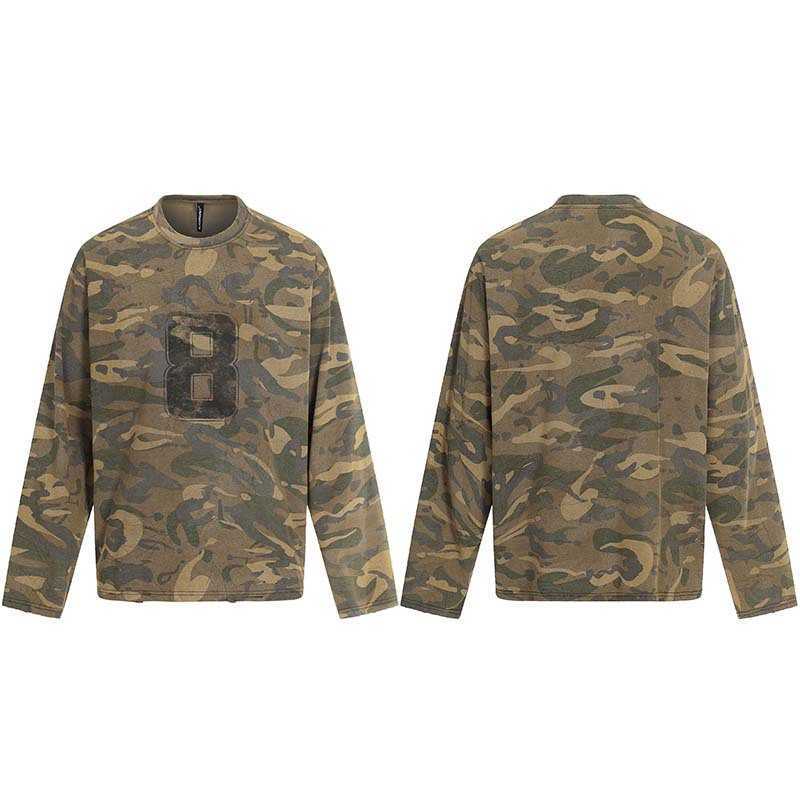 2026 Spring New Arrival High-Street American-Style Digital Camouflage Print Long-Sleeve T-Shirt Men's Fashion Brand Oversized Top