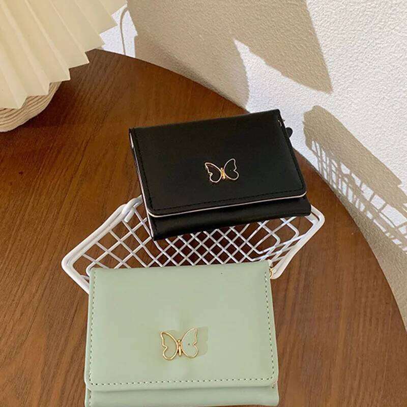 Bow Printed Purses Fashion Short Section Bag Women's Wallet PU Leather Zipper Coin Purse Solid Color Card Holders Ladies Hasp Y260206
